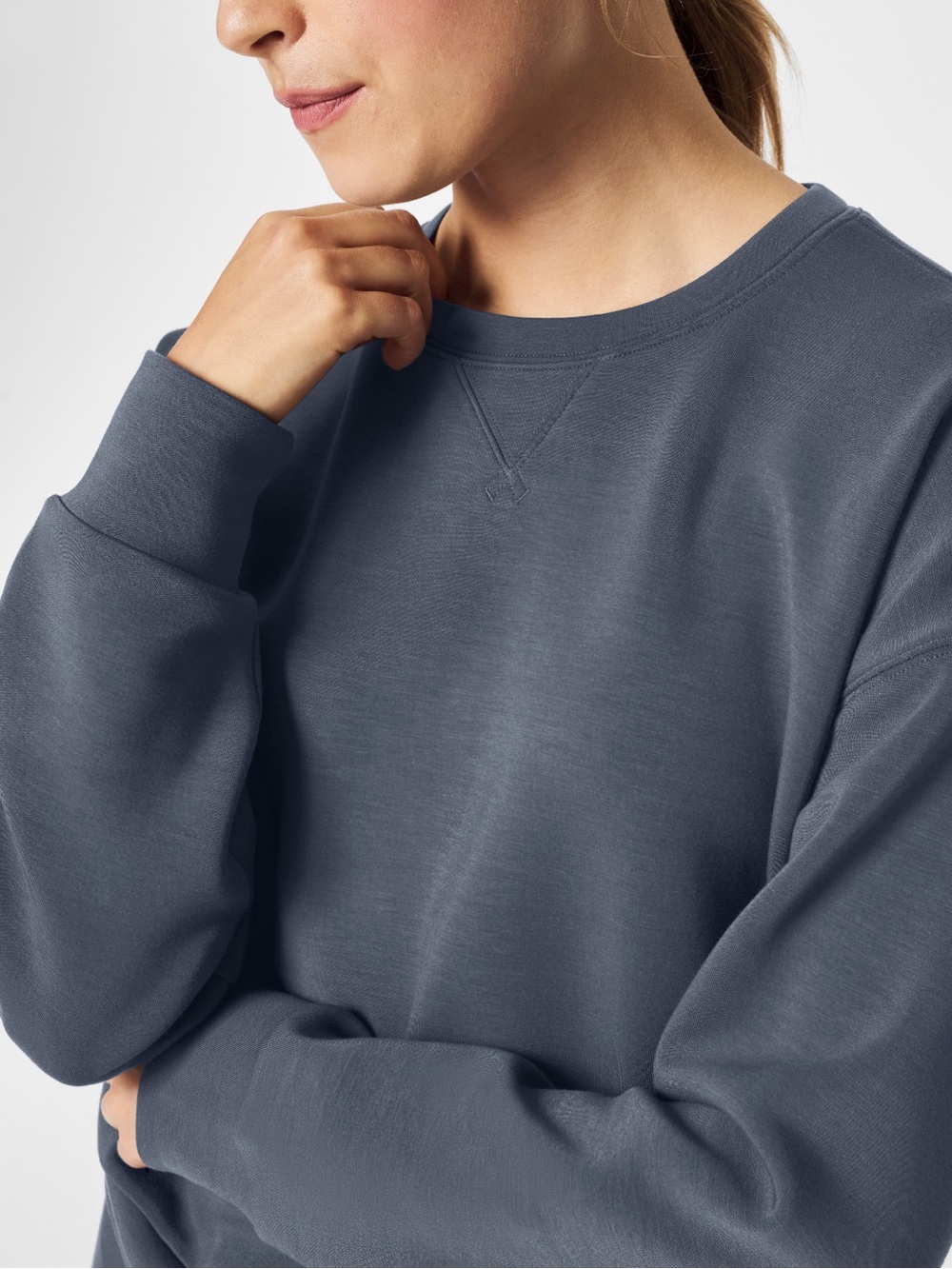 SPANX AirEssentials Crewneck Pullover Sweatshirt Blue Gray Size Medium
